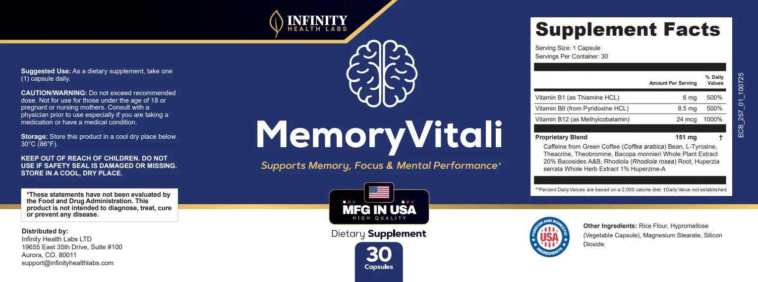 MemoryVitali Supplement Facts